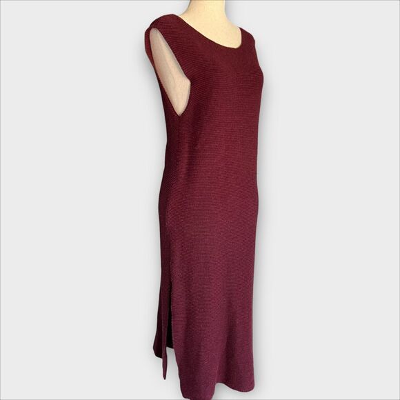 Max Studio Crochet Knit Sleeveless Midi Dress Women's Size Small Burgundy Maroon - Picture 4 of 10